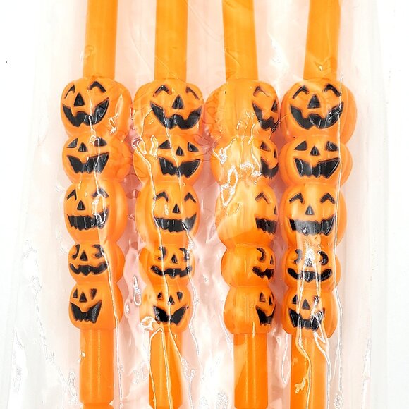 Vintage “All Hallow’s Eve” Halloween Jack-O’-Lantern Straws – Set of 4 – NEW - Picture 3 of 3